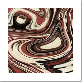 1980s retro mid century autumn colors burgundy brown swirl Posters and Art